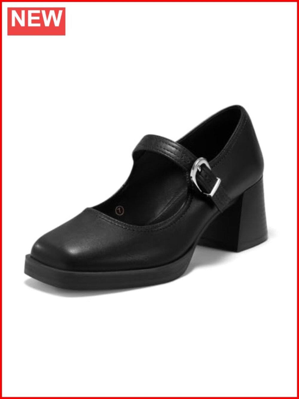 Womens Chunky Heel Mary Jane Dress Shoes Square Toe Buckle Pumps